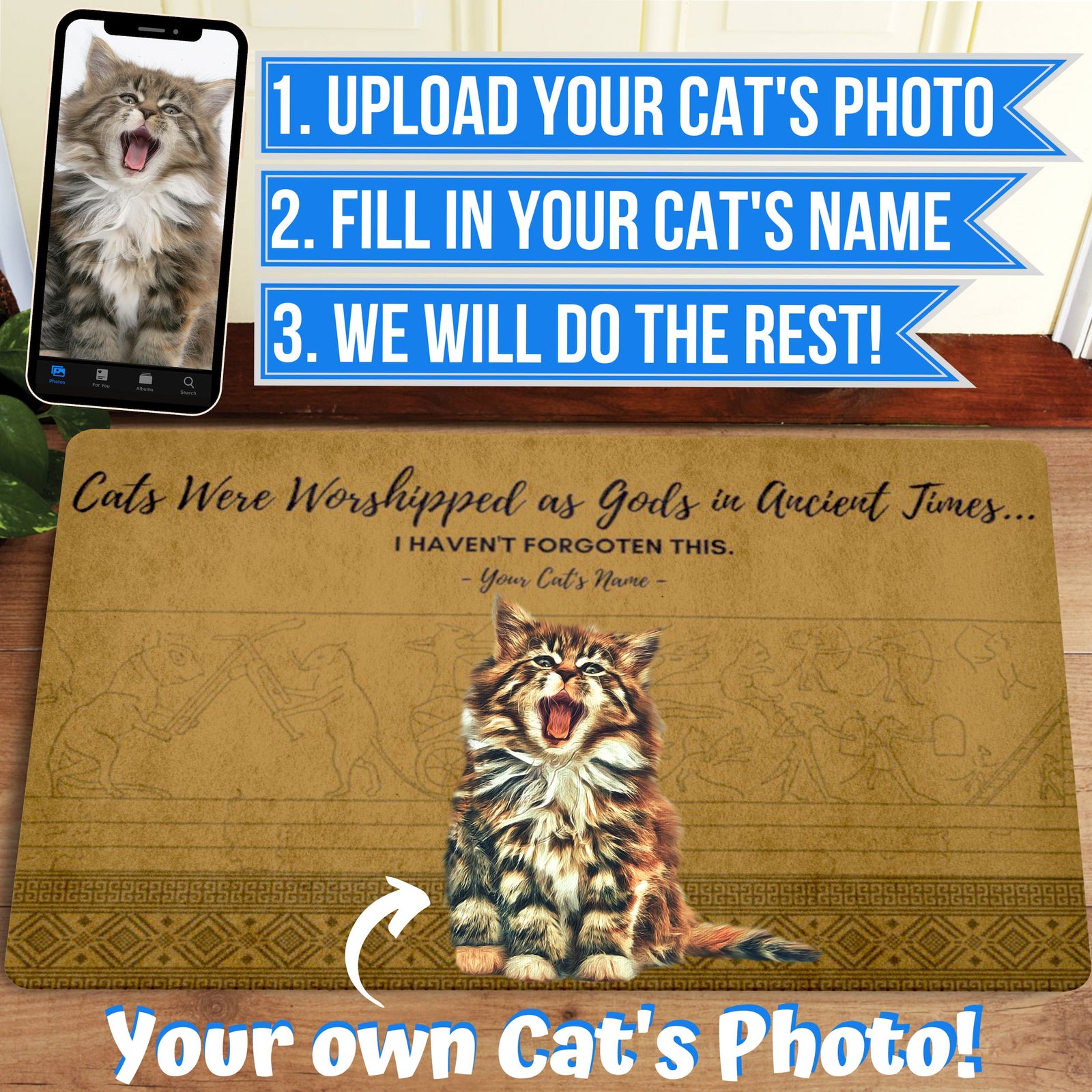 Pharaoh Cat Personalized Mat – Honor Your Feline’s Royalty